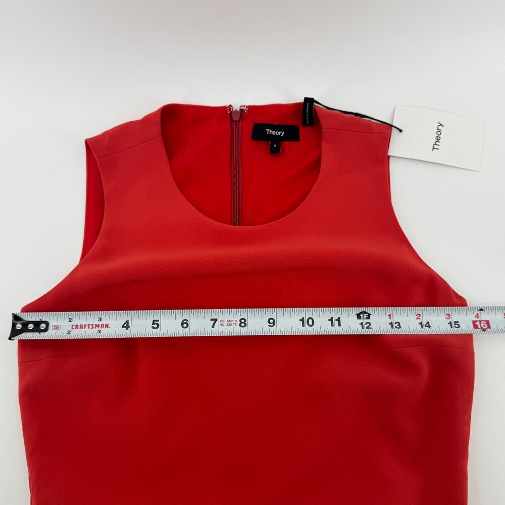 Theory Modern Crepe 2 Sheath Dress - Size 0 NWT $295 Poppy Red Business - Picture 6 of 8